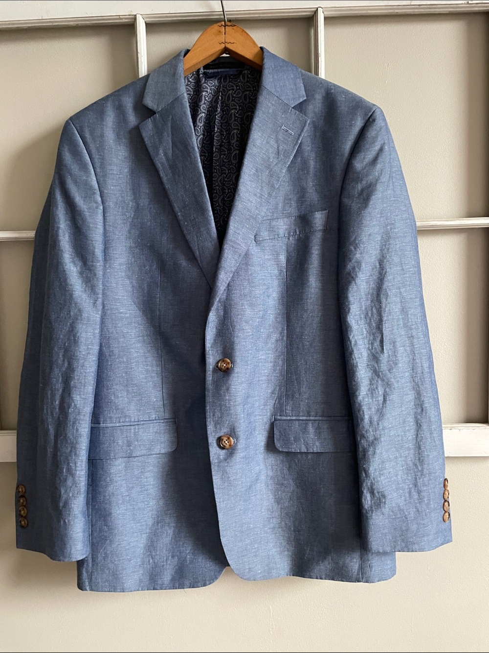 Chaps Light Blue Linen-Blend Men's Sport Coat